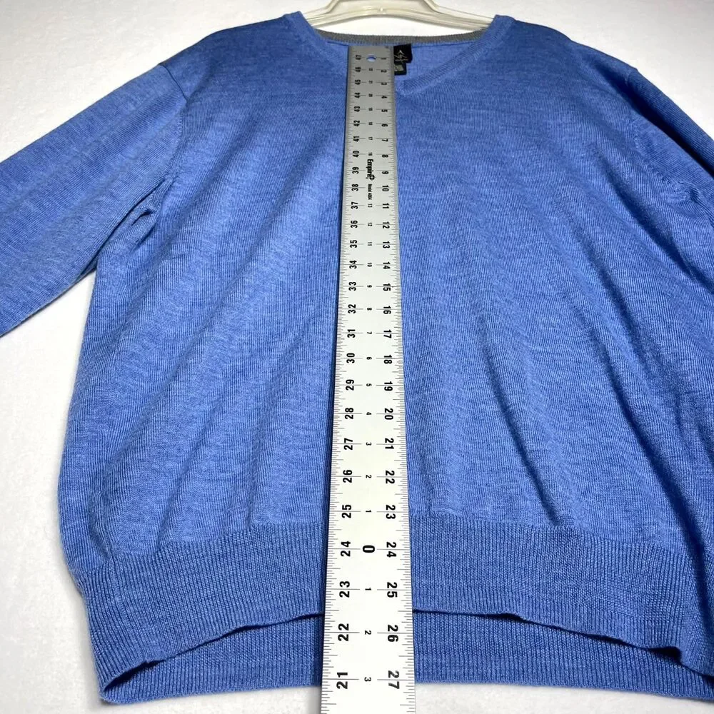 Joseph A Bank 100% Wool‎ Blue VneckSweater Men Size L